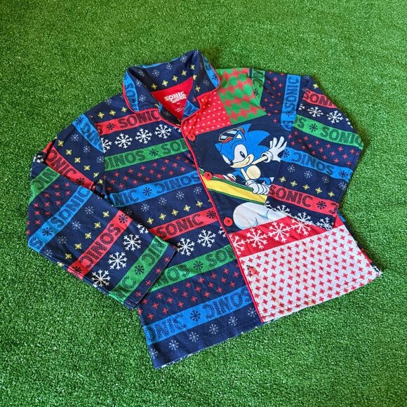 Sonic the Hedgehog Toddlers Boy's Winter Holiday 2PC Flannel Pajama Set Size 8 - Picture 3 of 15